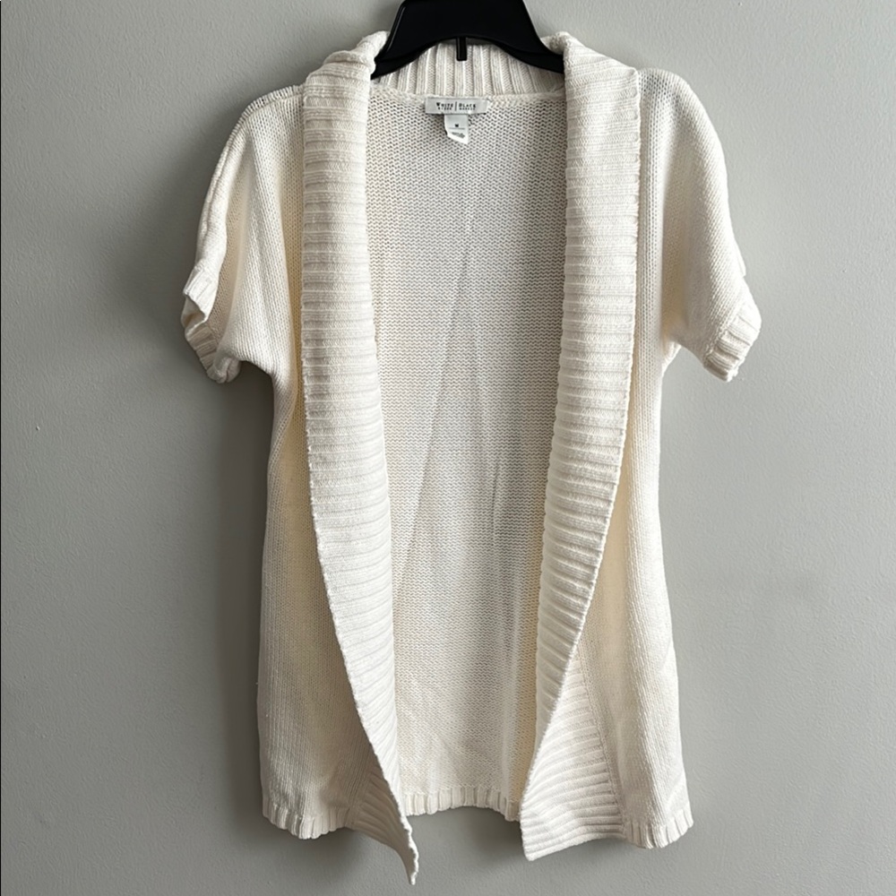 White and black Three Dots White Cozy Knit Cardigan